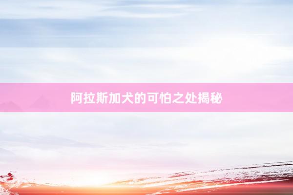 阿拉斯加犬的可怕之处揭秘