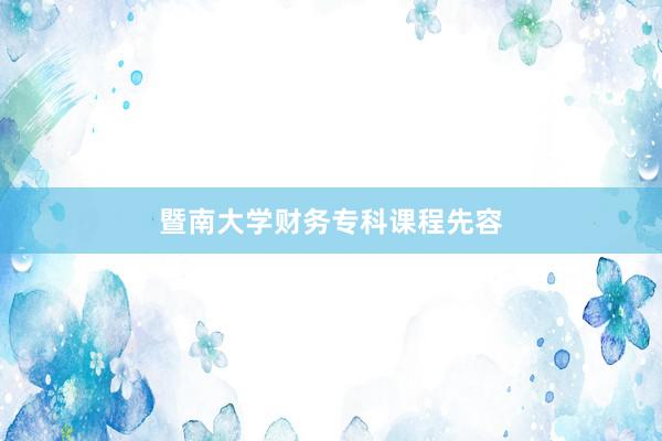 暨南大学财务专科课程先容